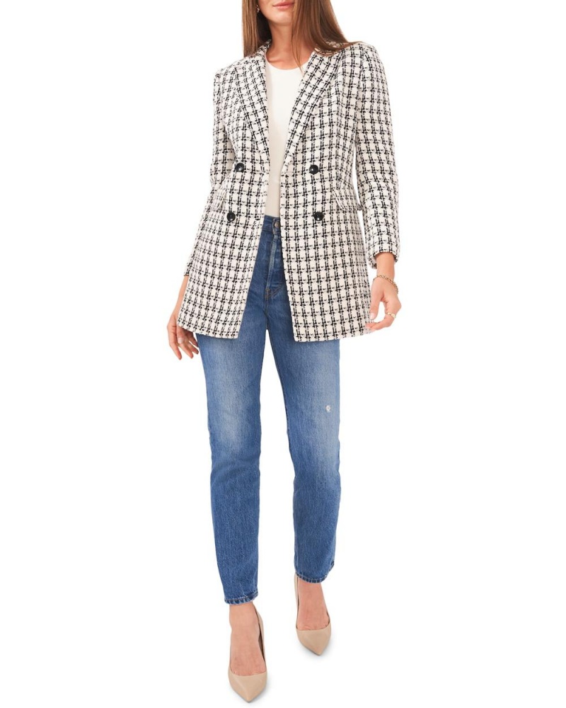 Vince Camuto Double-Breasted Tweed Bundy Damske Biele | UOYA-58036