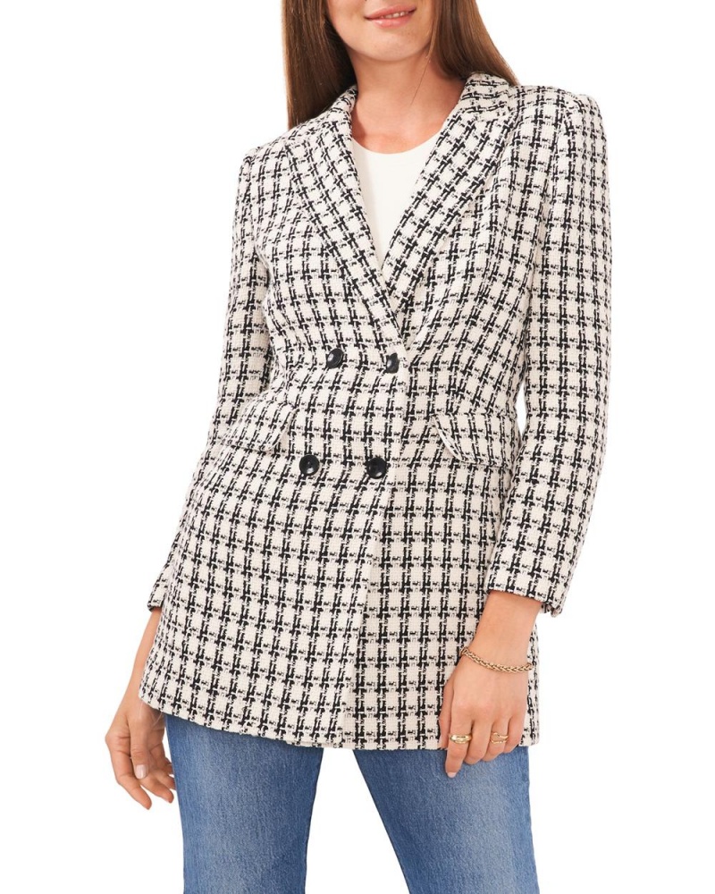 Vince Camuto Double-Breasted Tweed Bundy Damske Biele | UOYA-58036