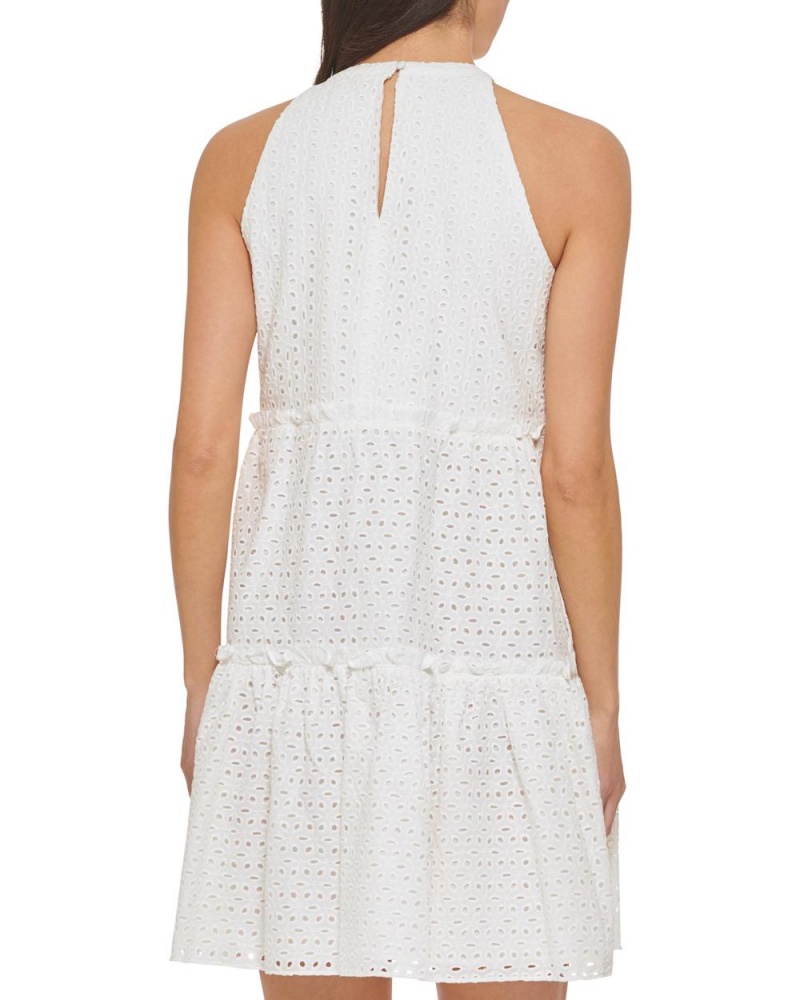 Vince Camuto Eyelet Tiered Bow-Detail Saty Damske Biele | ENPO-18369