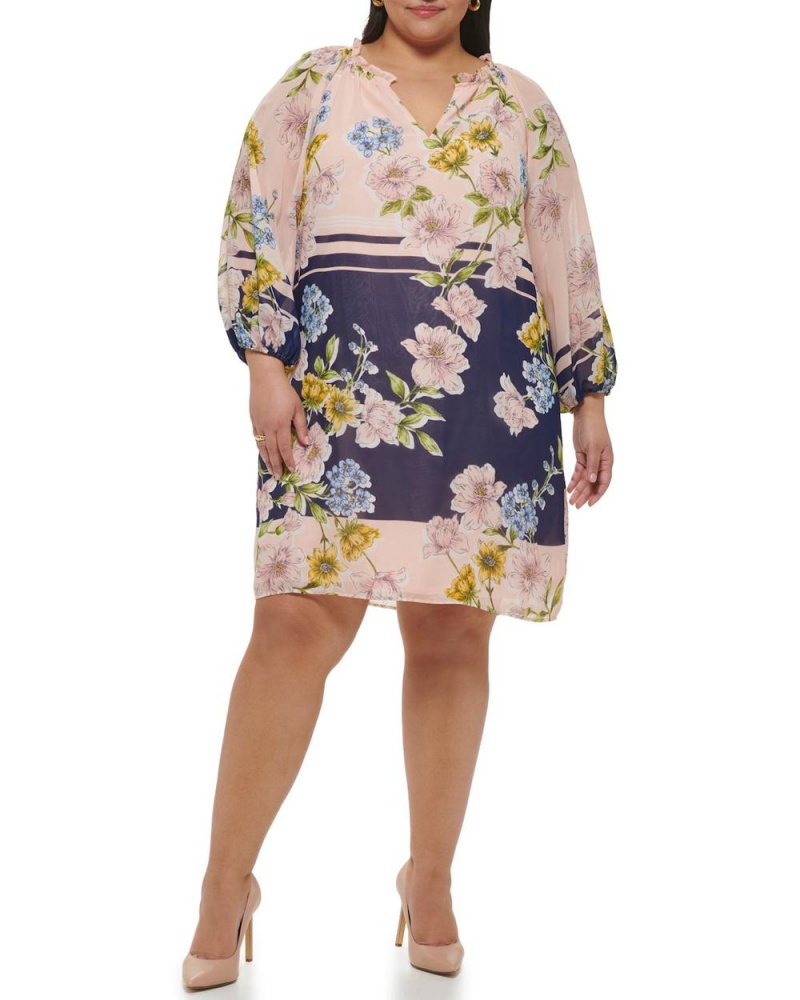 Vince Camuto Floral-Print Chiffon (Plus Size) Maxi Šaty Damske Viacfarebný | YSIM-18902