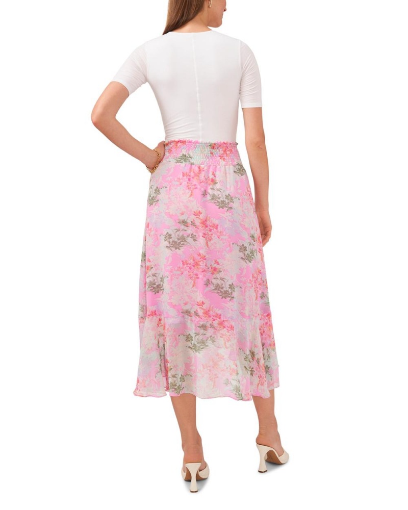 Vince Camuto Floral-Print Faux-Wrap Midi Sukne Damske Zelene | JESN-62970