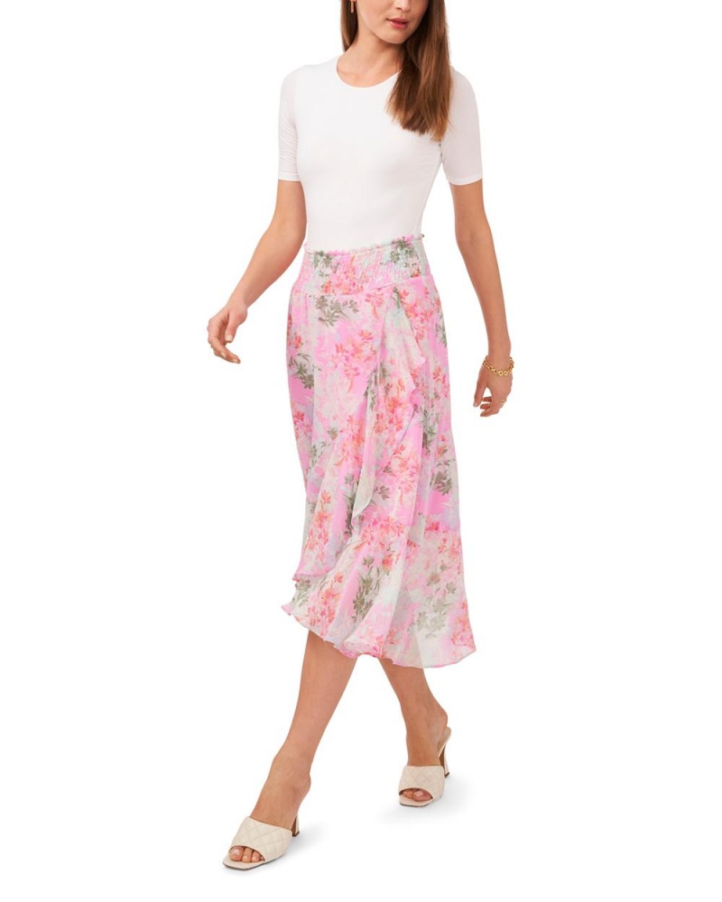 Vince Camuto Floral-Print Faux-Wrap Midi Sukne Damske Zelene | JESN-62970