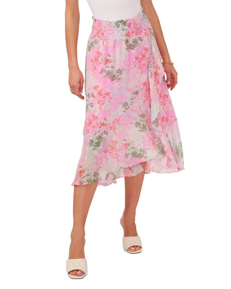 Vince Camuto Floral-Print Faux-Wrap Midi Sukne Damske Zelene | JESN-62970