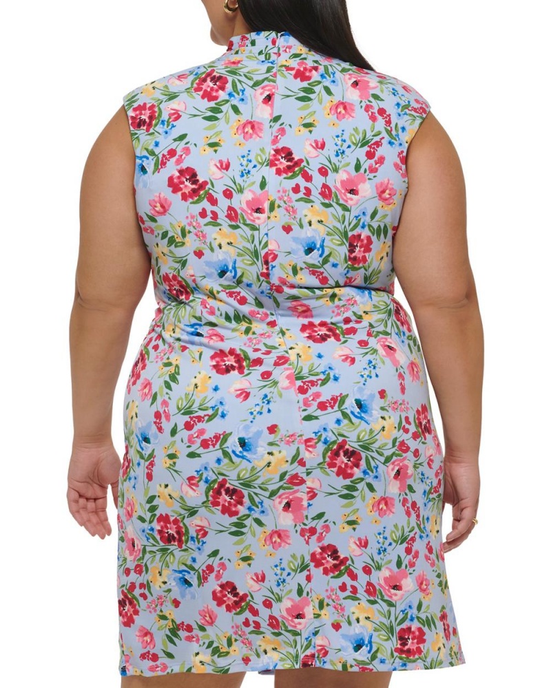 Vince Camuto Floral-Print Faux-Wrap (Plus Size) Maxi Šaty Damske Modre | GPOT-79521