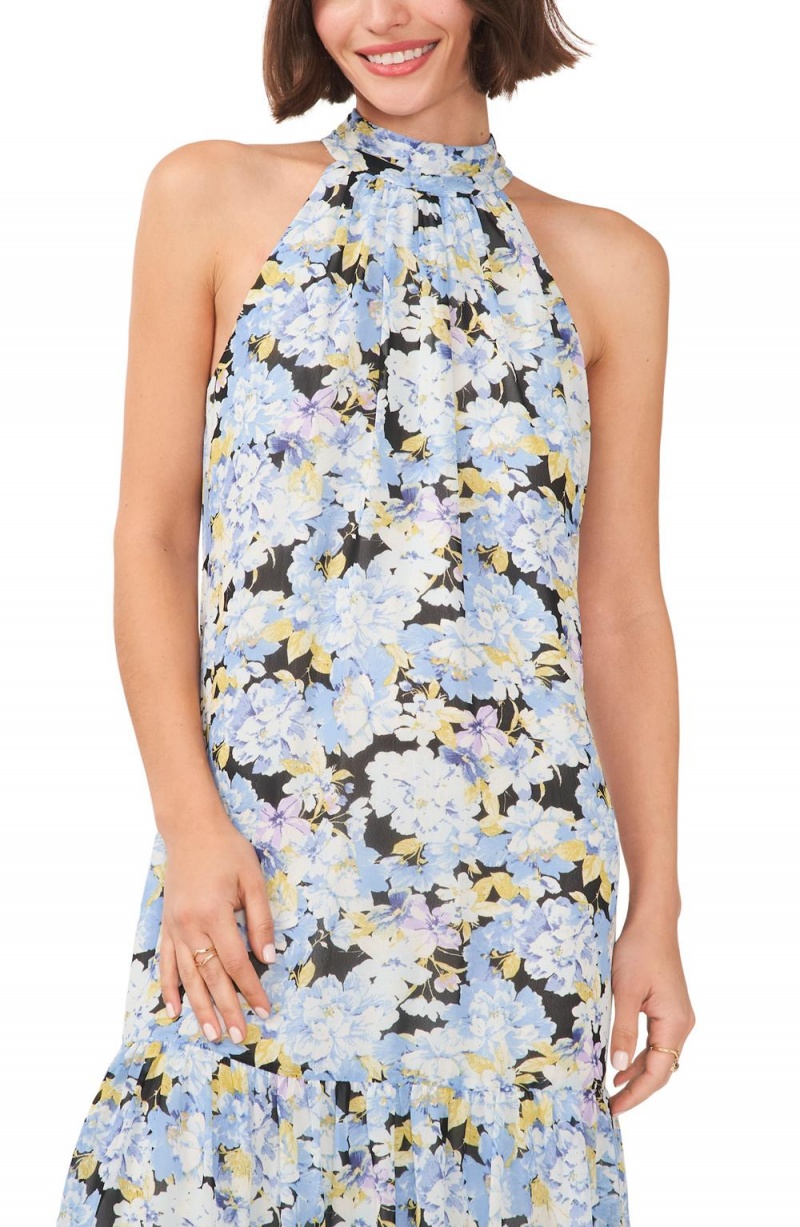 Vince Camuto Floral-Print Halter-Neck Maxi Šaty Damske Viacfarebný | FTGQ-37458