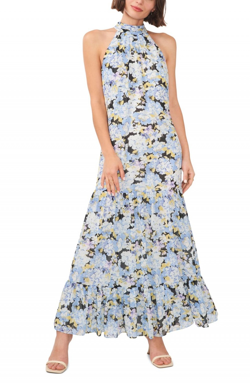 Vince Camuto Floral-Print Halter-Neck Maxi Šaty Damske Viacfarebný | FTGQ-37458