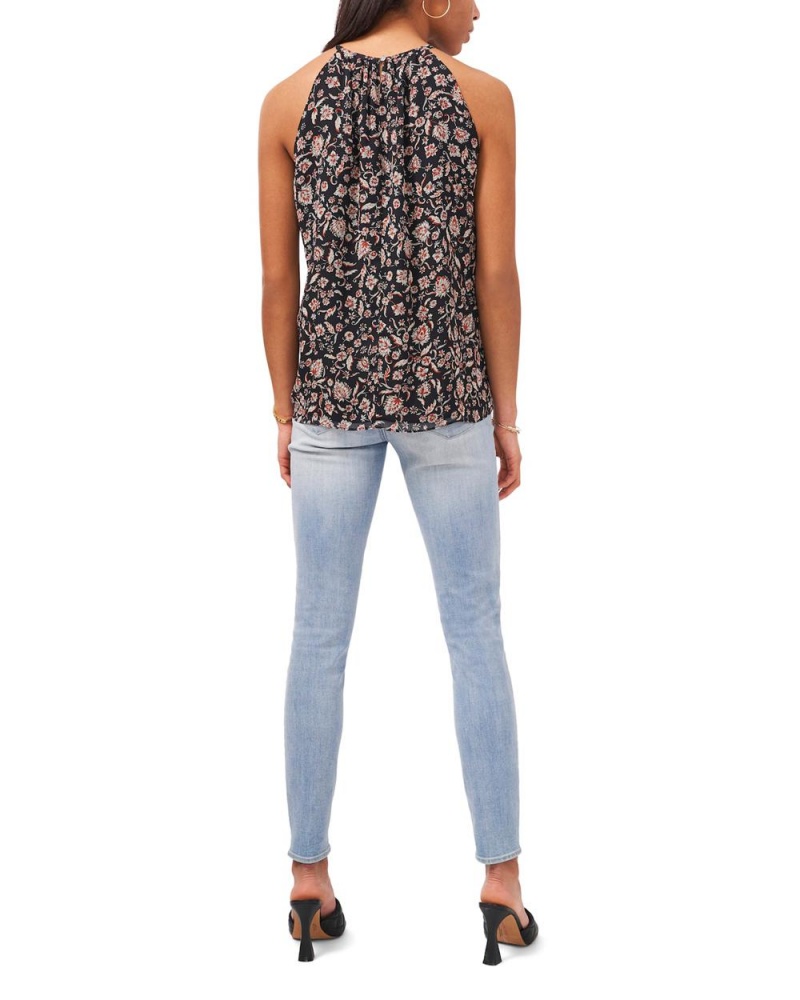 Vince Camuto Floral-Print Halter Topy Damske Čierne | STCX-12907