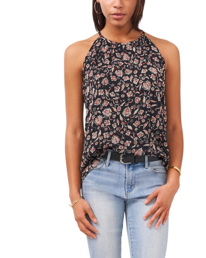 Vince Camuto Floral-Print Halter Topy Damske Čierne | STCX-12907