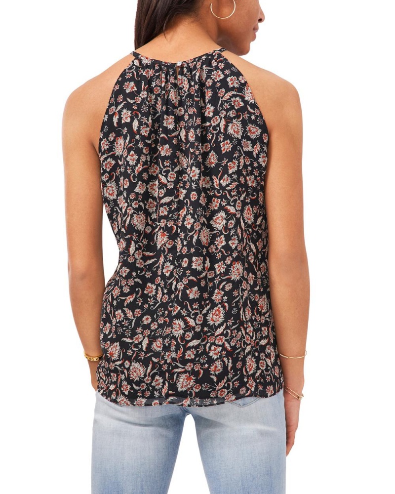Vince Camuto Floral-Print Halter Topy Damske Čierne | STCX-12907