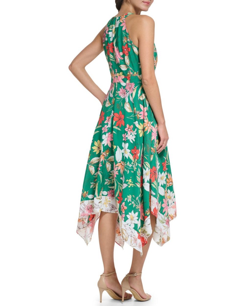 Vince Camuto Floral-Print Handkerchief-Hem Saty Damske Tmavo Zelene | LPGK-01962