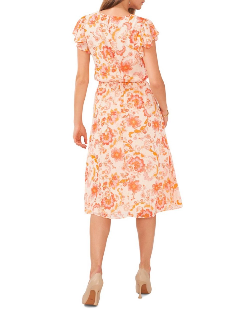 Vince Camuto Floral-Print Midi Šaty Damske Oranžové | AWSL-68702