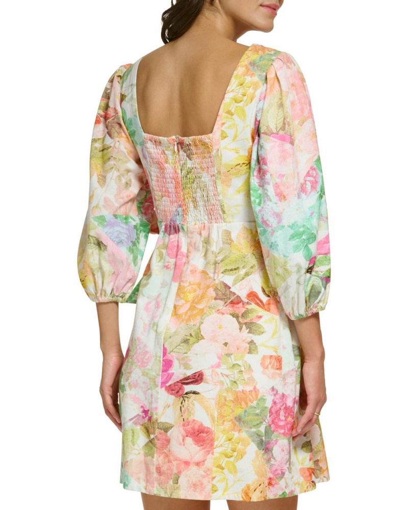 Vince Camuto Floral-Print Mini Mini Šaty Damske Biele | CXJG-97456