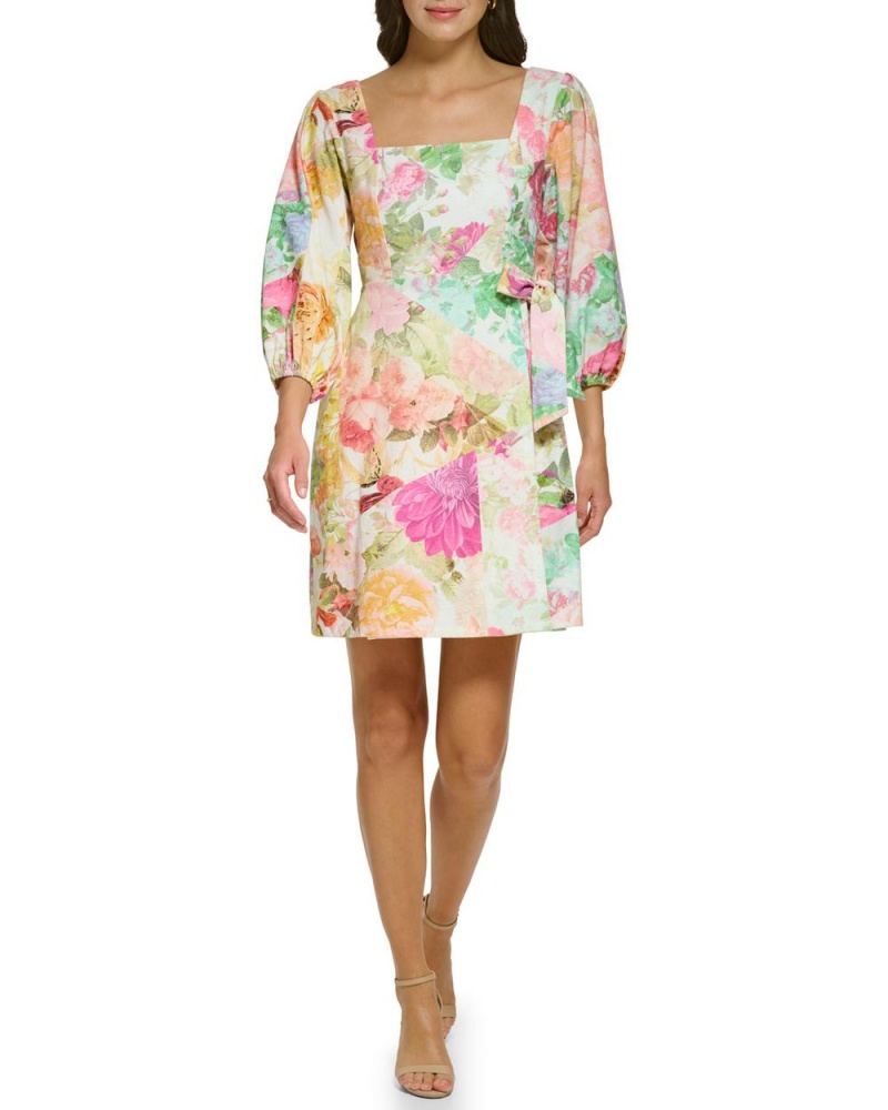 Vince Camuto Floral-Print Mini Mini Šaty Damske Biele | CXJG-97456