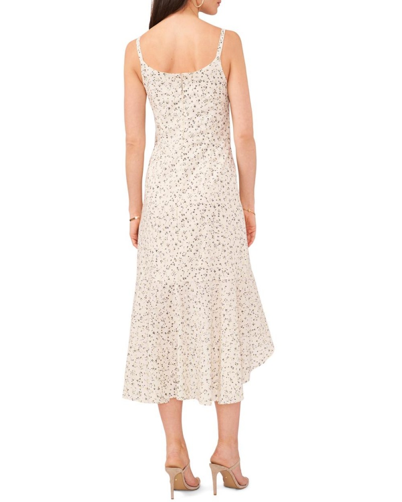 Vince Camuto Floral-Print Ruffled High-Low Saty Damske Biele | SLPH-02587