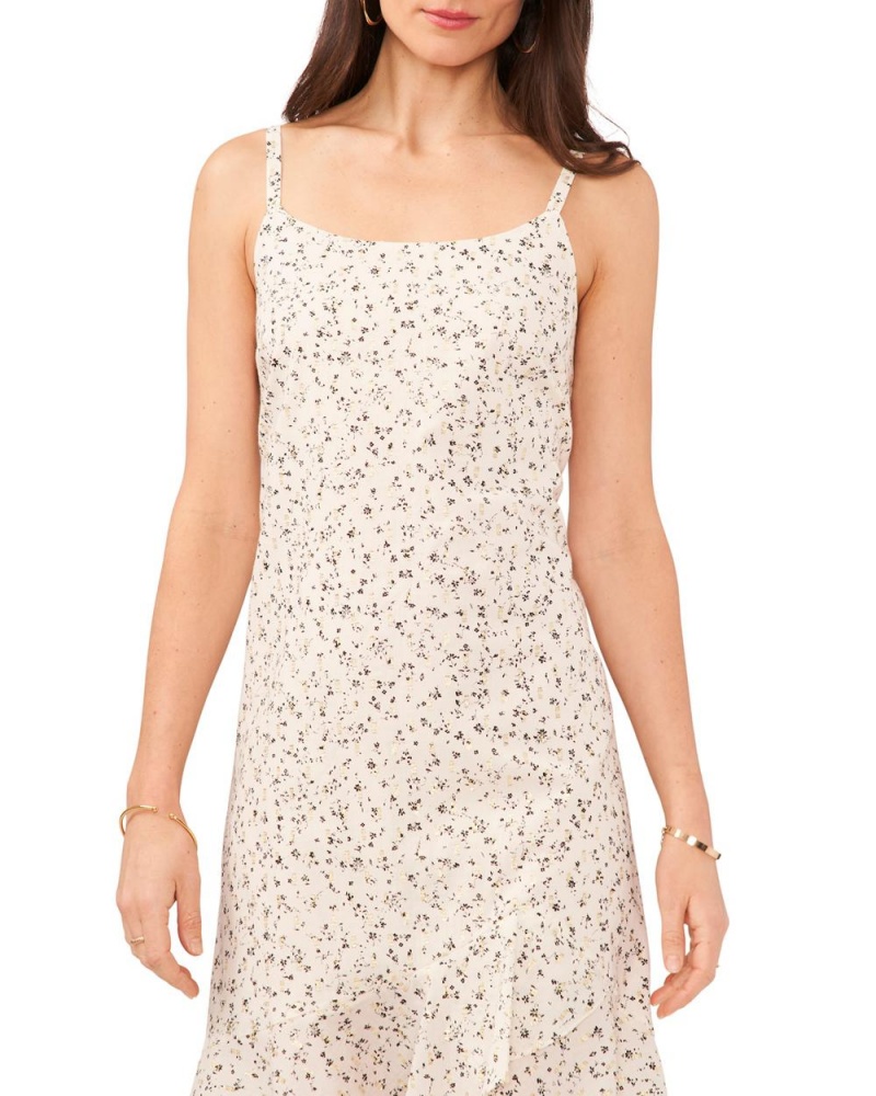 Vince Camuto Floral-Print Ruffled High-Low Saty Damske Biele | SLPH-02587