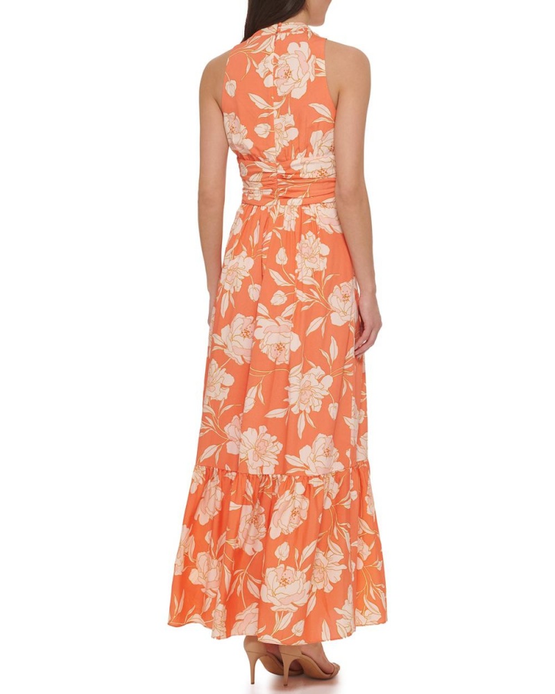 Vince Camuto Floral-Print Twist-Front Maxi Šaty Damske Oranžové | FATZ-50481