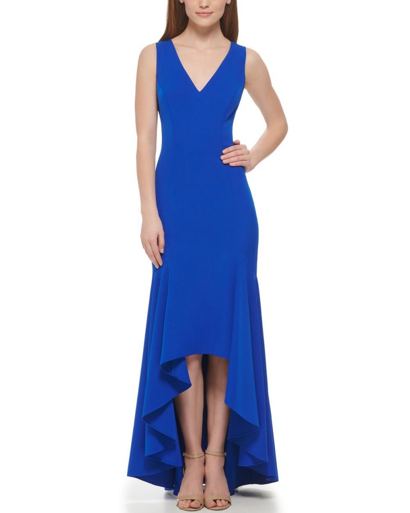 Vince Camuto Fluted-Hem Gown Maxi Šaty Damske Modre | EISW-82506