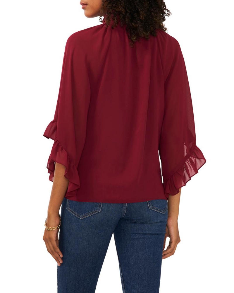 Vince Camuto Flutter-Sleeve Keyhole Bluzka Damske Bordove | LDPE-53209