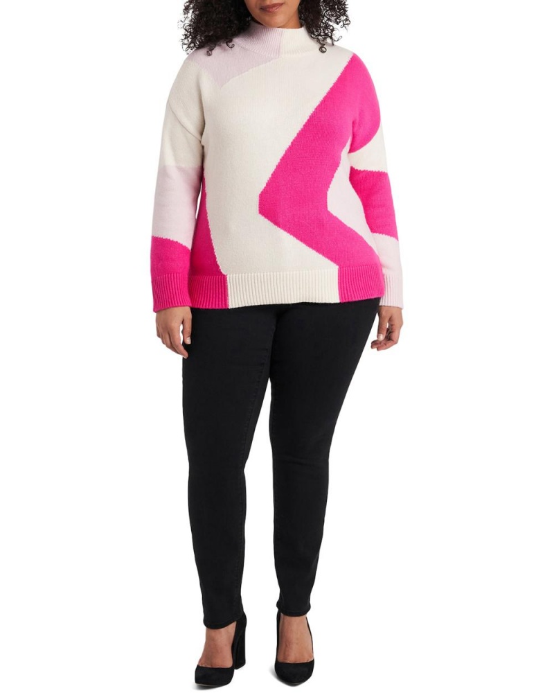 Vince Camuto Intarsia Grafika (Plus Size) Sveter Damske Ruzove | OWCA-63054