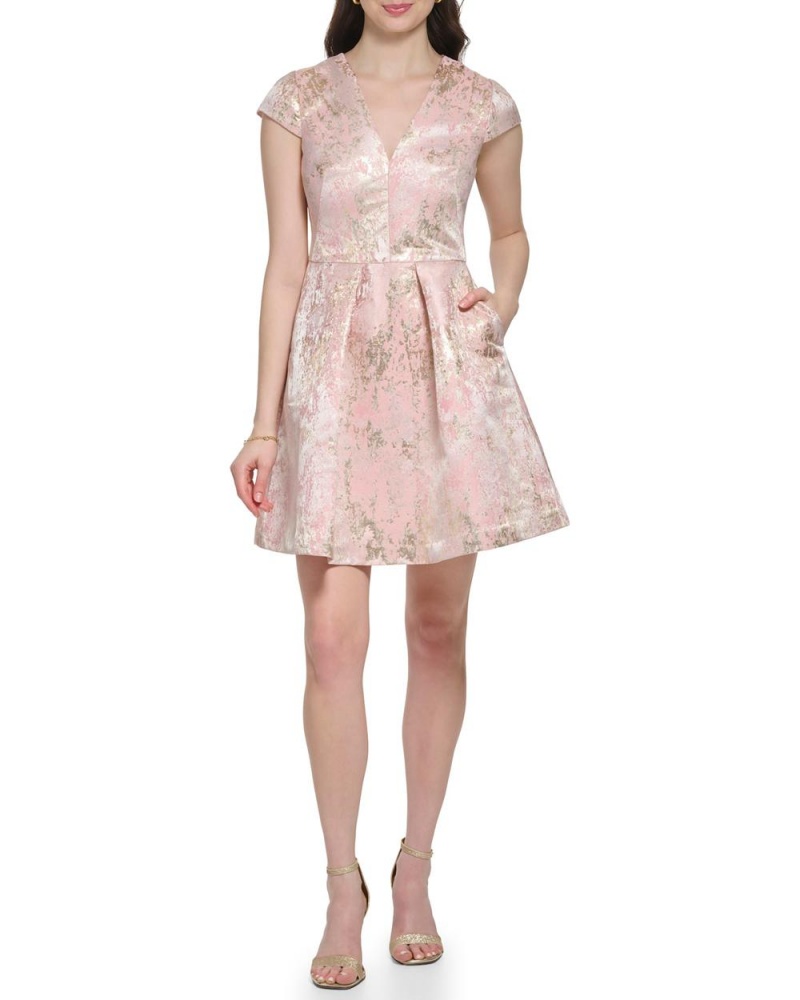 Vince Camuto Jacquard Cap-Sleeve Saty Damske Viacfarebný | TJBG-07381