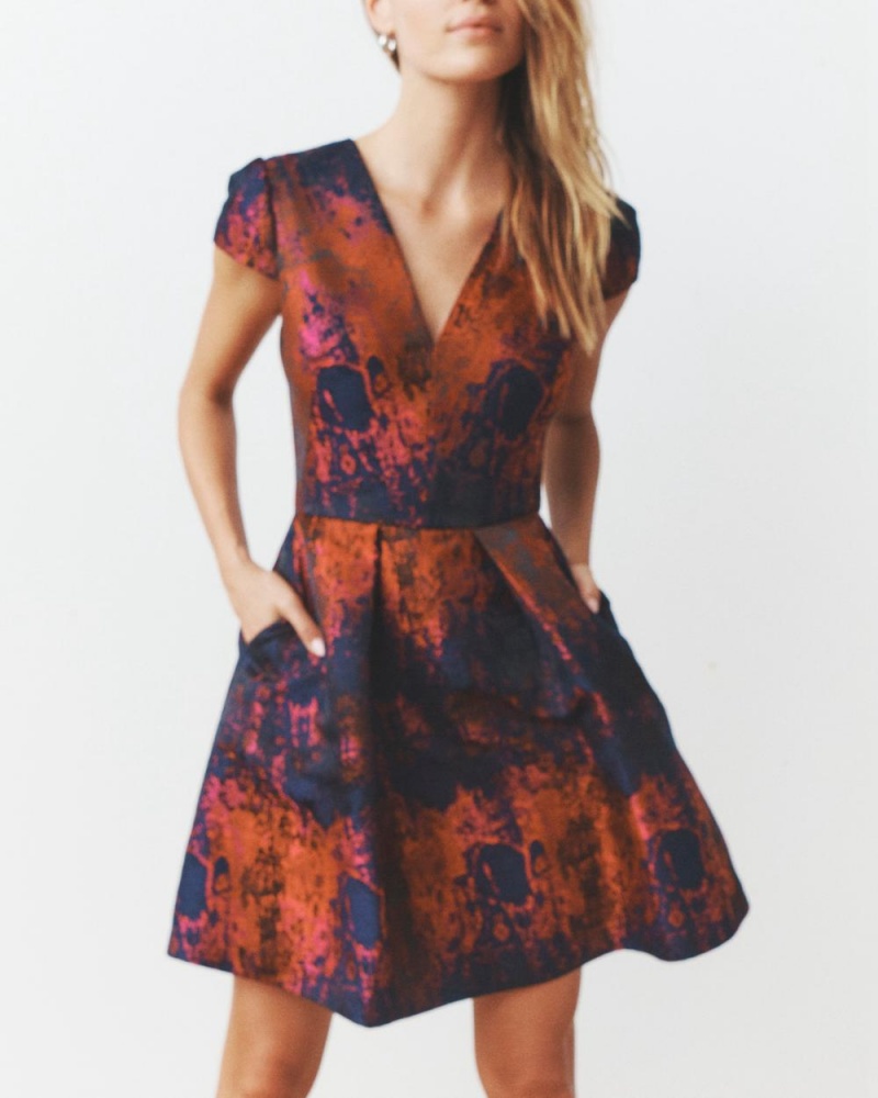 Vince Camuto Jacquard Fit-And-Flare Mini Šaty Damske Červené | ABKQ-54972