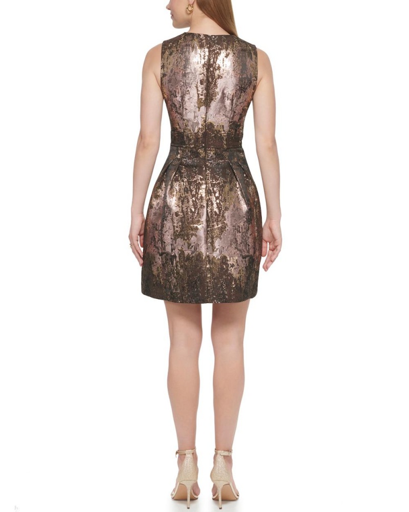 Vince Camuto Jacquard Fit-And-Flare Mini Šaty Damske Hnede | WHCF-10364