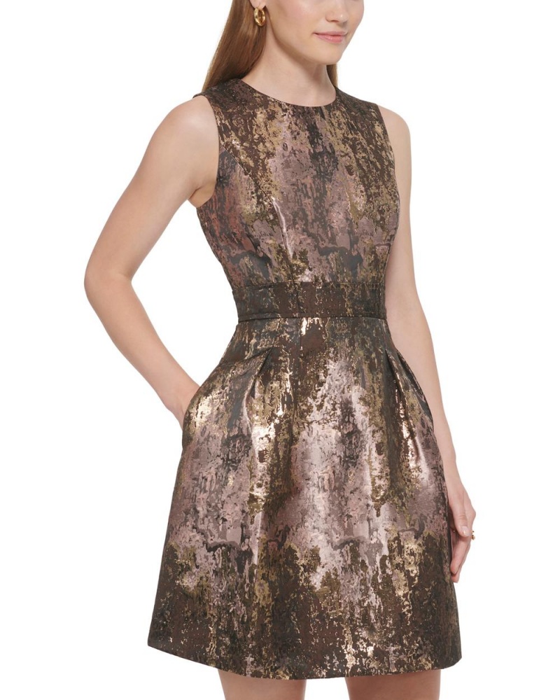 Vince Camuto Jacquard Fit-And-Flare Mini Šaty Damske Hnede | WHCF-10364