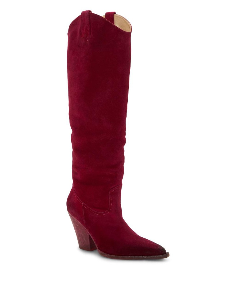 Vince Camuto Jessikah Siroke Topanky-Calf Čižmy Nad Kolená Damske Bordove | EFRZ-62813