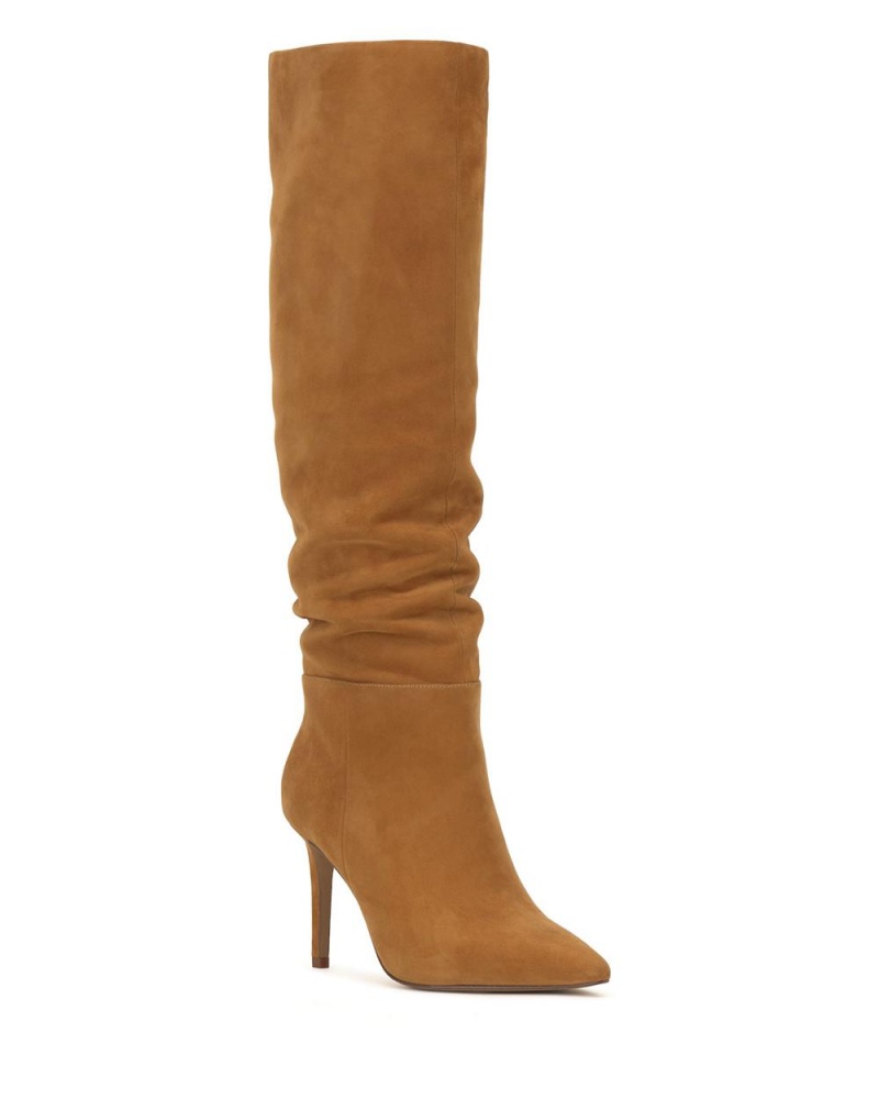 Vince Camuto Kashleigh Siroke Topanky-Calf Čižmy Nad Kolená Damske Golden Rod Suede | FIUK-81276