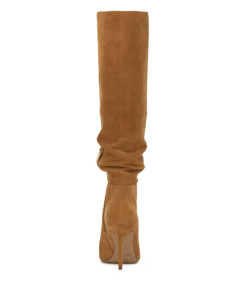 Vince Camuto Kashleigh Siroke Topanky-Calf Čižmy Nad Kolená Damske Golden Rod Suede | FIUK-81276