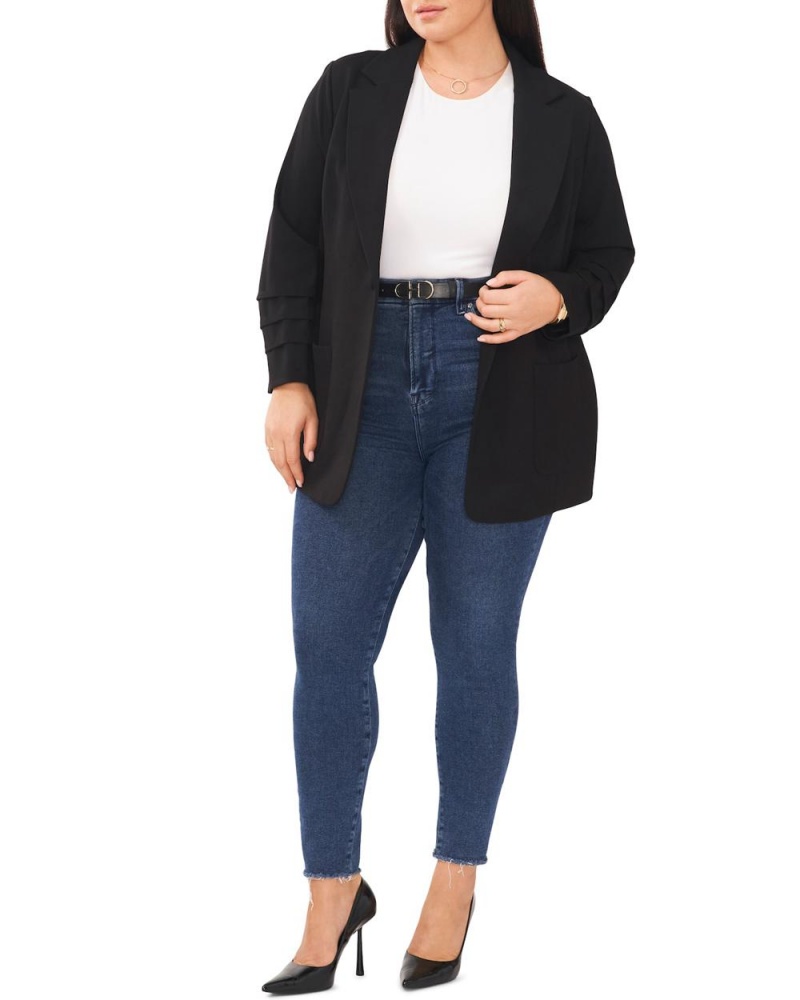 Vince Camuto Layered-Cuff Notch-Lapel (Plus Size) Blejzer Damske Čierne | NRFE-51873