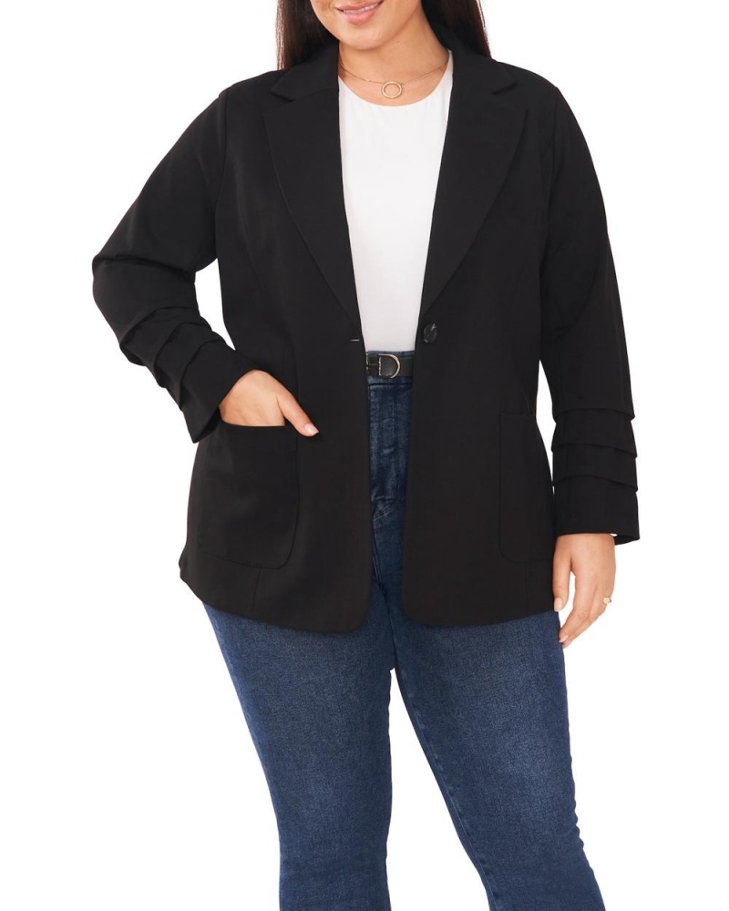 Vince Camuto Layered-Cuff Notch-Lapel (Plus Size) Blejzer Damske Čierne | NRFE-51873