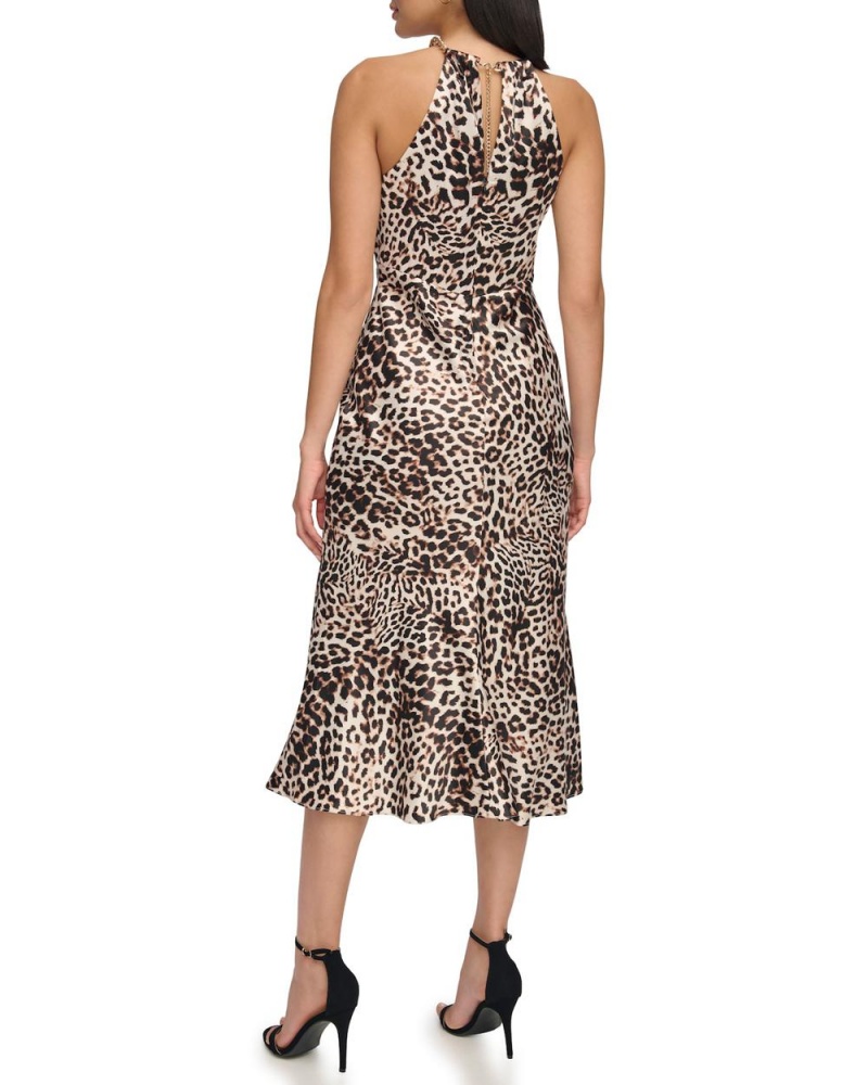Vince Camuto Leopard-Print Halter Midi Šaty Damske Hnede Leopardie | QKBS-30197