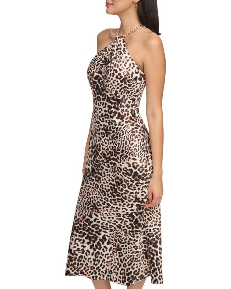 Vince Camuto Leopard-Print Halter Midi Šaty Damske Hnede Leopardie | QKBS-30197