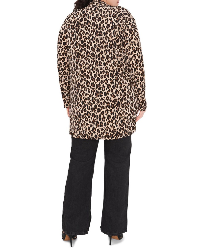 Vince Camuto Leopard-Print Open-Front Cardigan (Plus Size) Kardigan Damske Čierne Leopardie | BCEK-75160