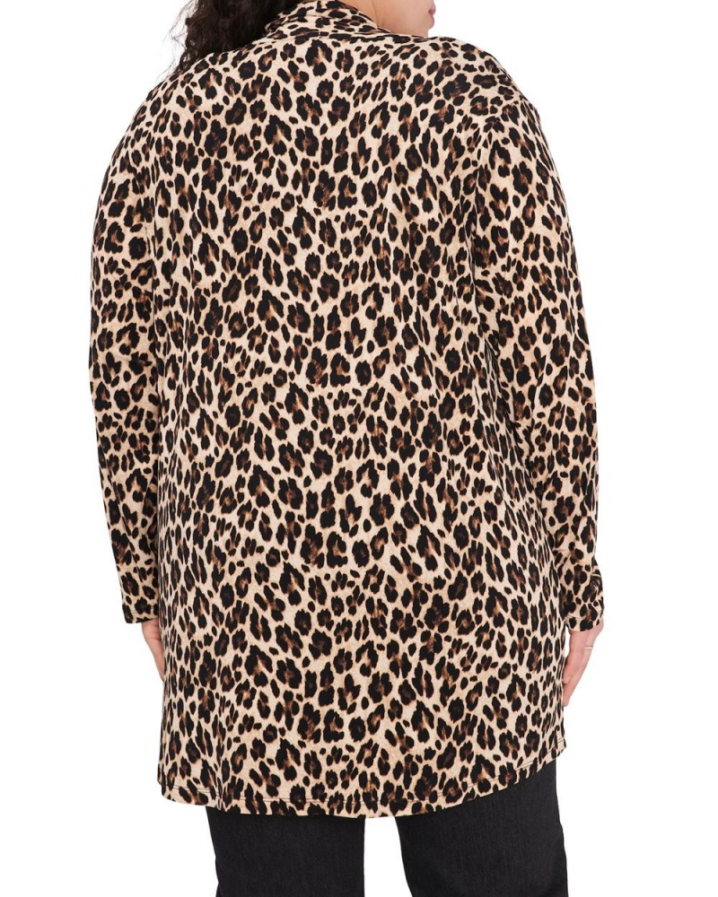 Vince Camuto Leopard-Print Open-Front Cardigan (Plus Size) Kardigan Damske Čierne Leopardie | BCEK-75160