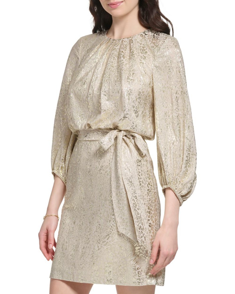 Vince Camuto Leopard-Print Tie-Detail (Petite) Mini Šaty Damske Leopardie | BPAD-40536