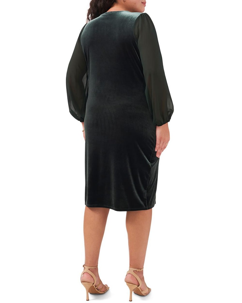 Vince Camuto Long-Sleeve Velvet (Plus Size) Maxi Šaty Damske Zelene Tmavo | GHUE-45639