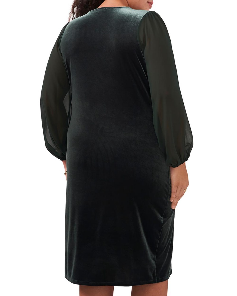 Vince Camuto Long-Sleeve Velvet (Plus Size) Maxi Šaty Damske Zelene Tmavo | GHUE-45639