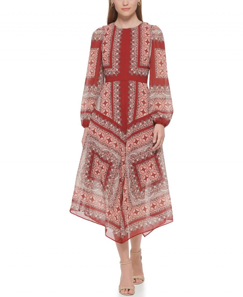 Vince Camuto Medallion-Print Maxi Šaty Damske Červené | VOFW-72913