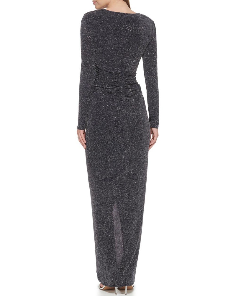 Vince Camuto Metallic-Glitter V-Neck (Petite) Mini Šaty Damske Námornícka Modrá | FGTI-41289