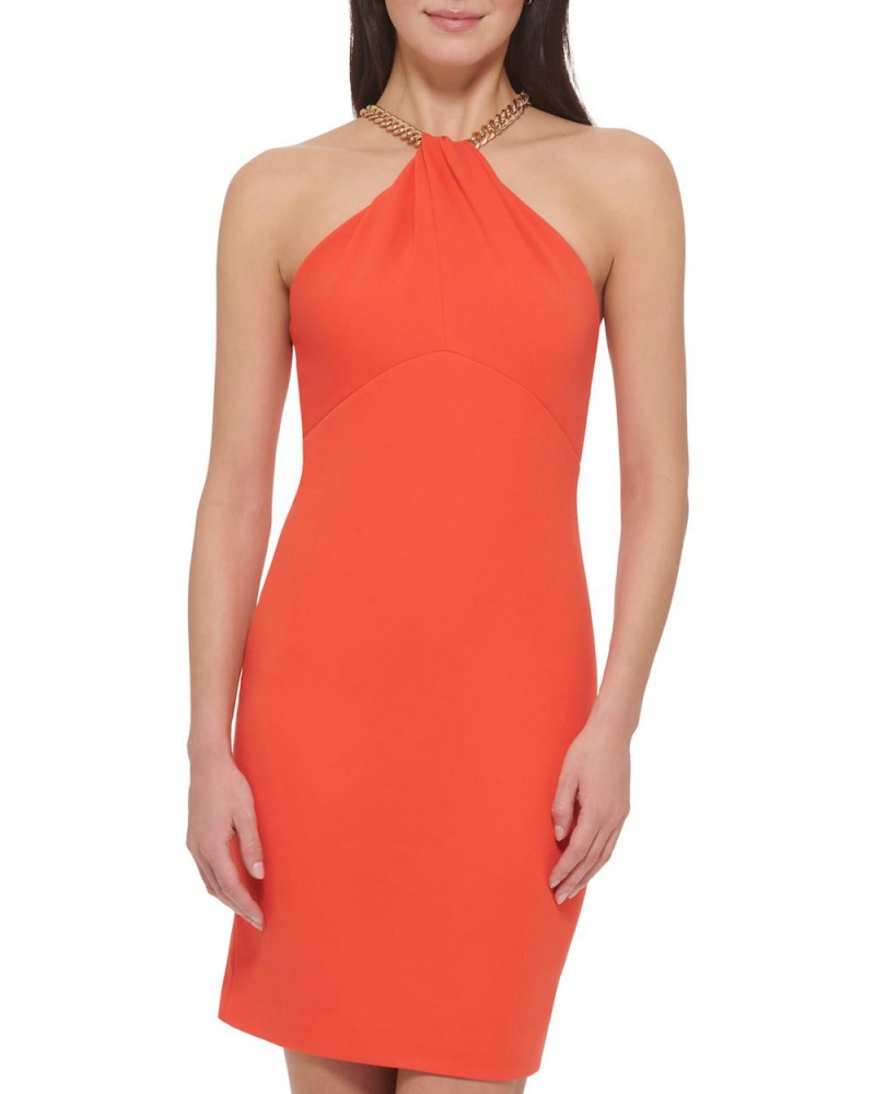 Vince Camuto Necklace-Detail Twist-Top Halter Saty Damske Červené | PTCE-59860