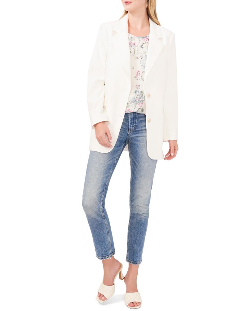 Vince Camuto Notch-Lapel Blejzer Damske Biele | EWIZ-09152
