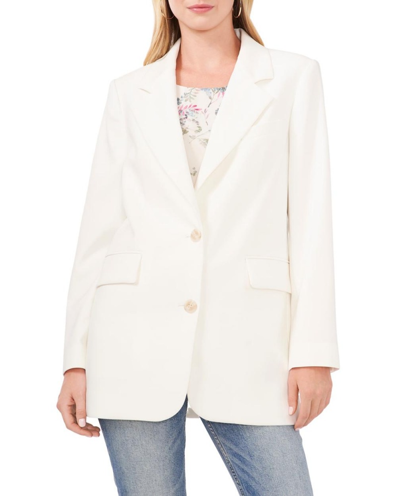 Vince Camuto Notch-Lapel Blejzer Damske Biele | EWIZ-09152