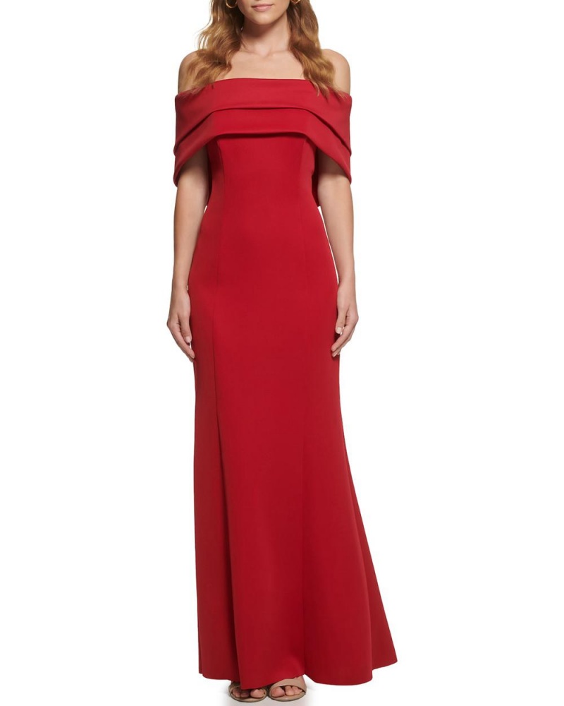 Vince Camuto Off-The-Shoulder Gown Maxi Šaty Damske Červené | ZGUQ-48352