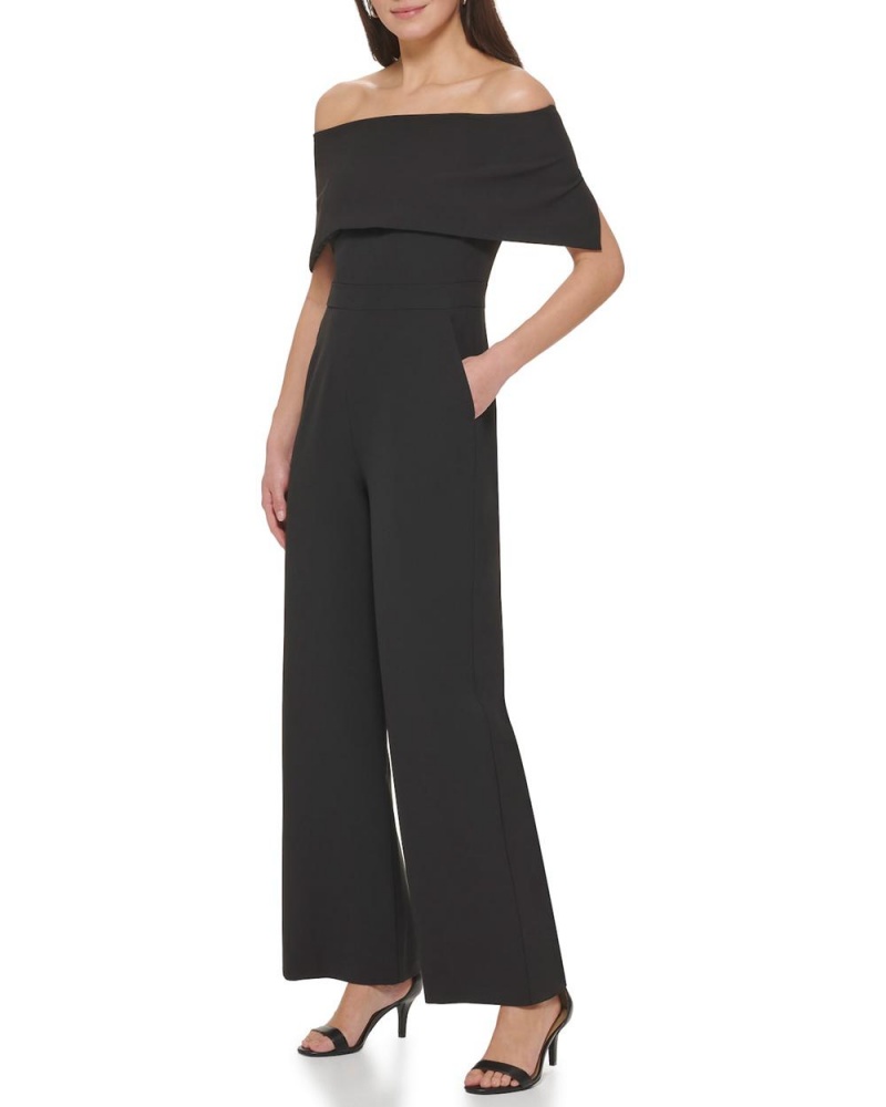 Vince Camuto Off-The-Shoulder Overlay Kombineza Damske Čierne | VGWT-19543