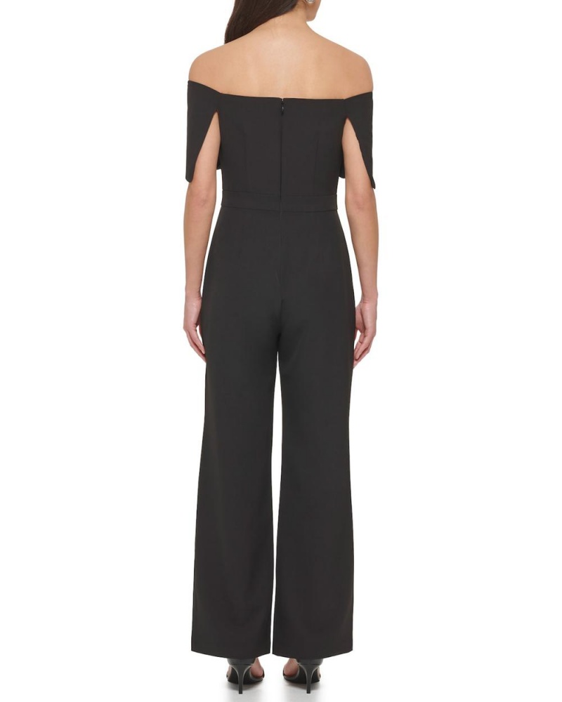 Vince Camuto Off-The-Shoulder Overlay Kombineza Damske Čierne | VGWT-19543
