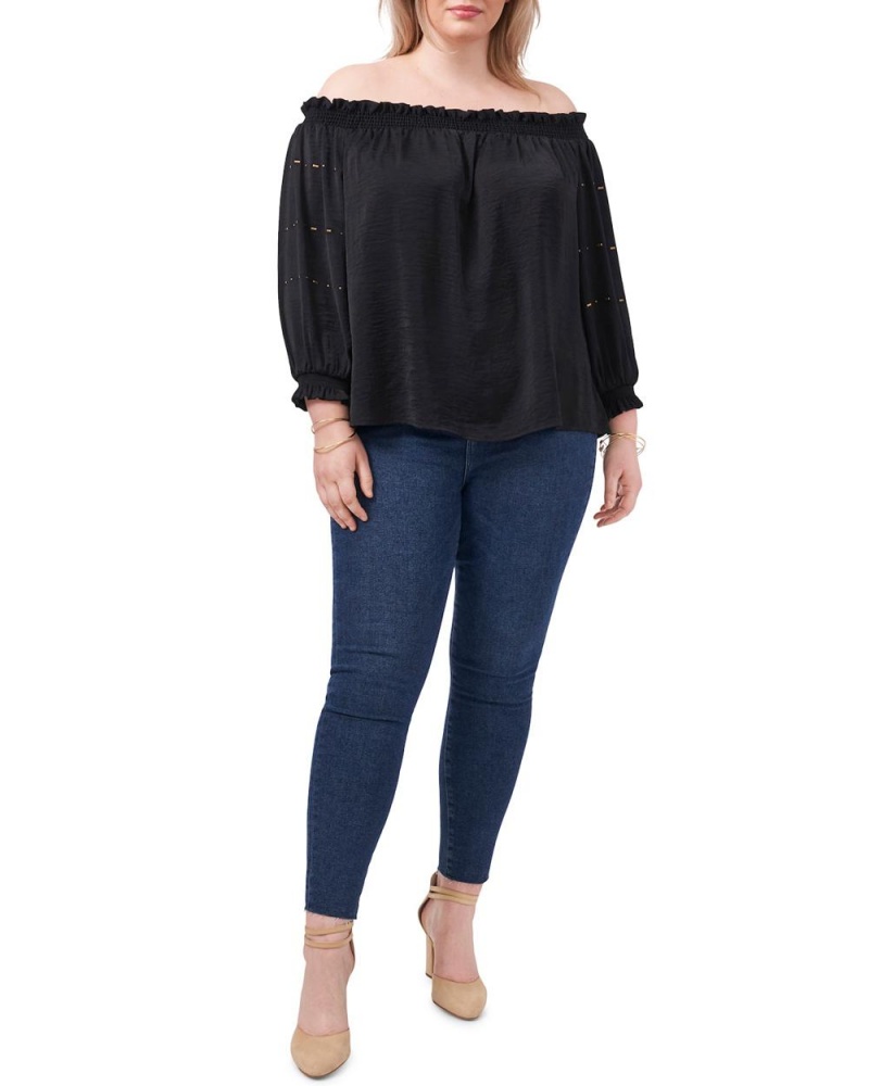 Vince Camuto Off-The-Shoulder (Plus Size) Bluzka Damske Čierne | AMID-79801