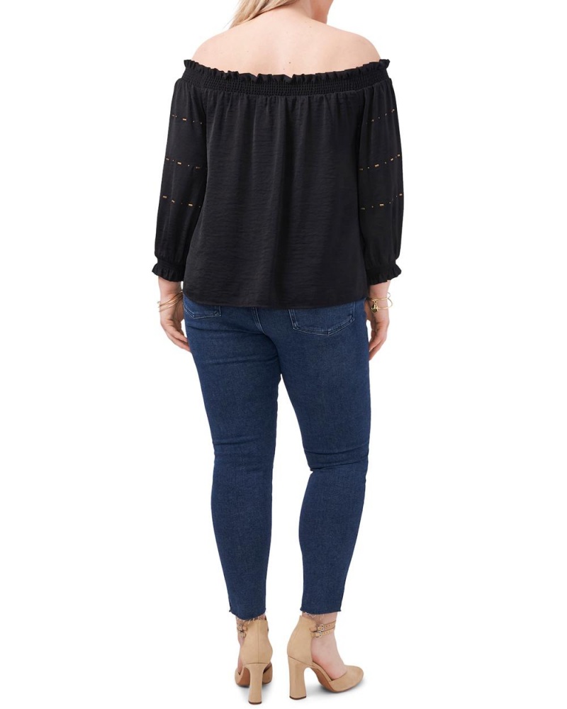 Vince Camuto Off-The-Shoulder (Plus Size) Bluzka Damske Čierne | AMID-79801