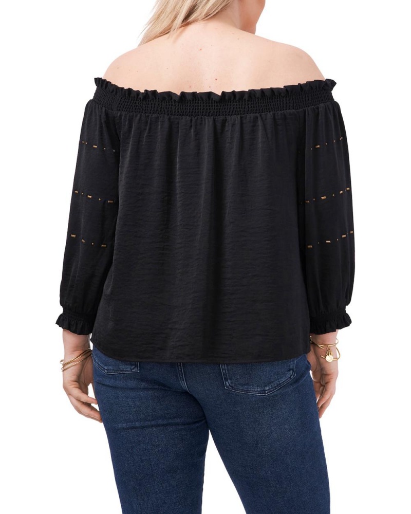 Vince Camuto Off-The-Shoulder (Plus Size) Bluzka Damske Čierne | AMID-79801